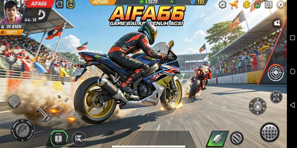 Gameplay seru dengan balapan motor yang mendebarkan.