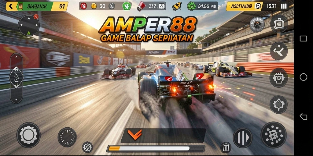 Tampilan mendebarkan dari gameplay balap yang seru.