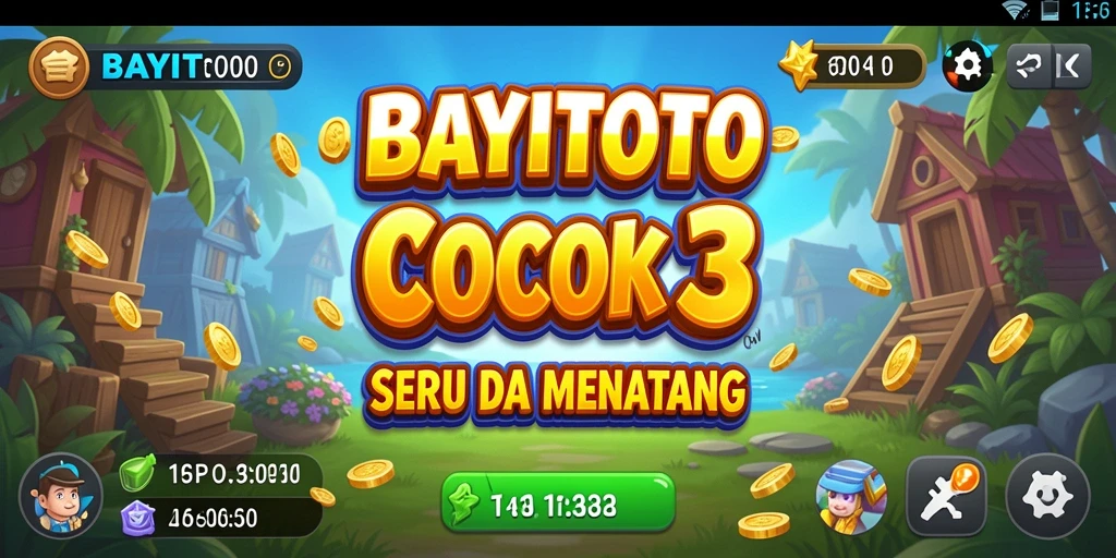 Tampilan gameplay BAYITOTO dengan elemen colorful dan tantangan Match-3.