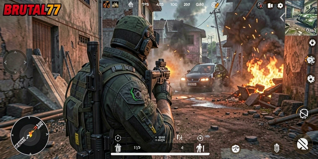 Tampilan gameplay BRUTAL77 yang seru dan penuh aksi.