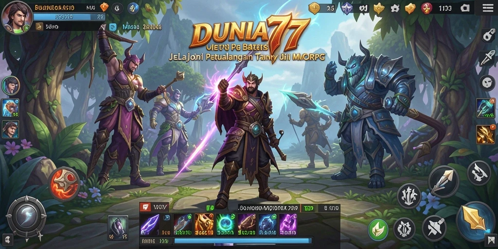 Screenshot yang menunjukkan gameplay seru DUNIA77 dalam mode MMORPG.