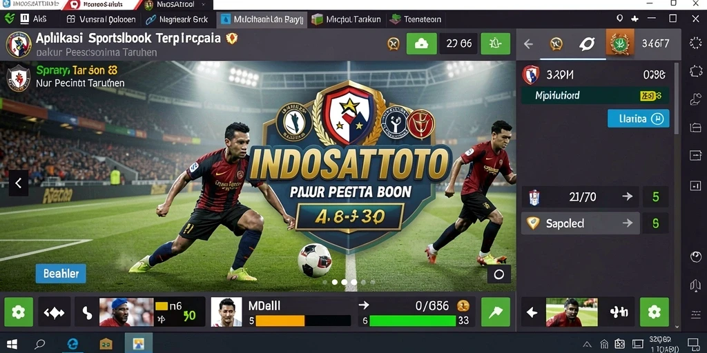 Tampilan antarmuka aplikasi Sportsbook INDOSATTOTO yang menarik dan user-friendly.