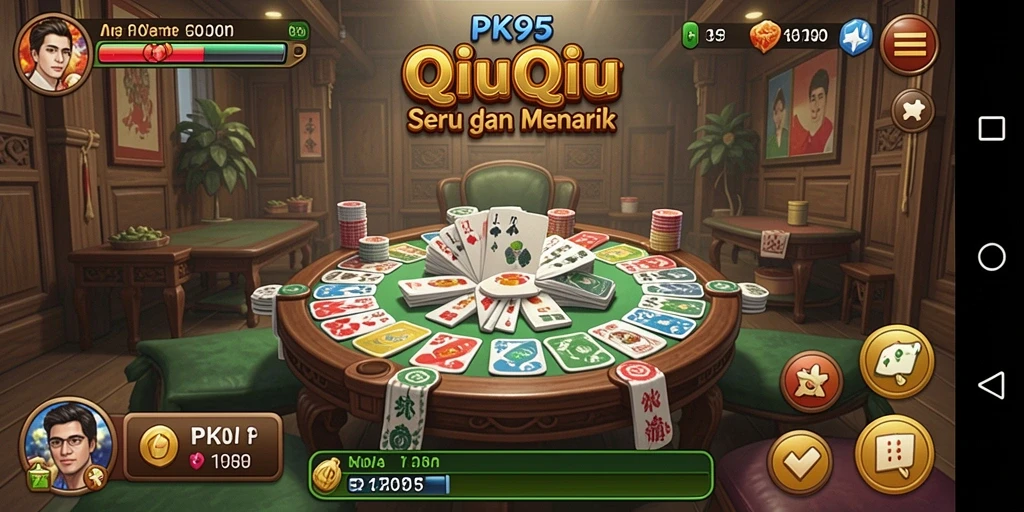 Screenshot utama PK95 menunjukkan gameplay QiuQiu yang menarik dan penuh strategi.