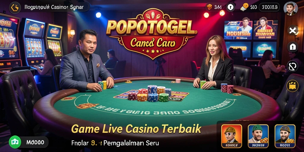 Screenshot utama POPOTOGEL menampilkan gameplay Live Casino yang seru dan interaktif.