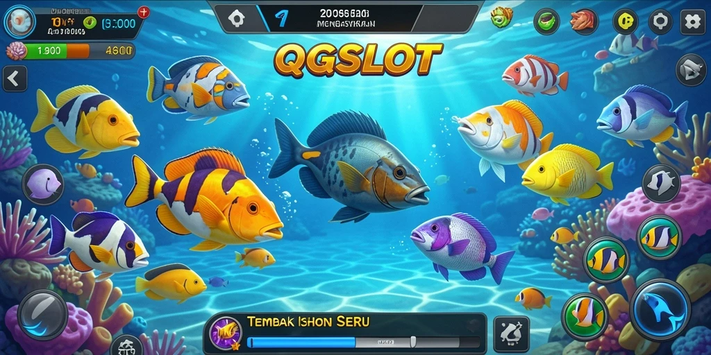 Tangkapan layar gameplay seru dari QQSLOT Tembak Ikan.