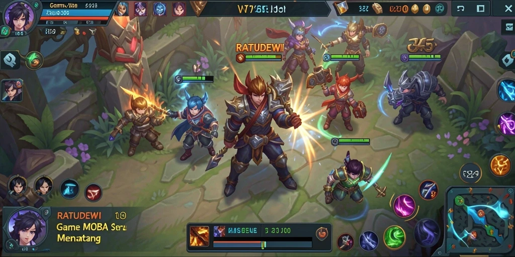 Tampilan gameplay dari RATUDEWI yang epik dan penuh aksi.