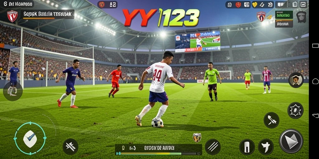 Tampilan gameplay menarik dari game sepak bola YY123.